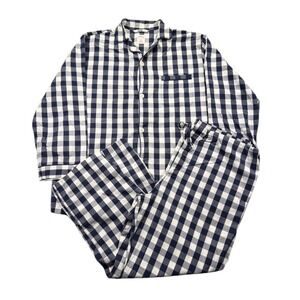 Brooks Brothers Pajama Set Mens XL Navy Blue White Gingham Cotton Sleepwear